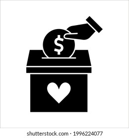 Donation box vector icon. Flat vector donation box icon symbol sign from modern charity collection for mobile concept and web apps design on white background. color editable