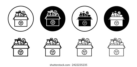 Colección de conjunto de iconos vectoriales de caja de donación. Cuadro de donación Icono de contorno plano.