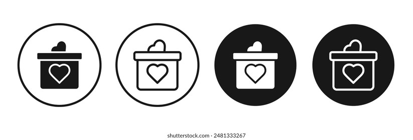 Donation Box vector icon set black filled and outlined style.