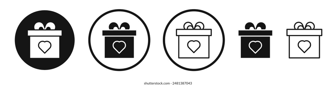 Donation Box vector icon set in black and white color.