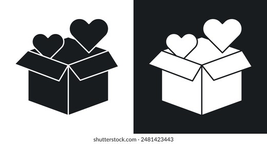 Donation Box vector icon set in black color.