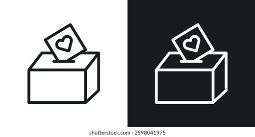 Donation Box vector icon set in black and white color.