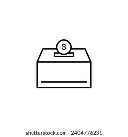 Donation box vector line icon illustration