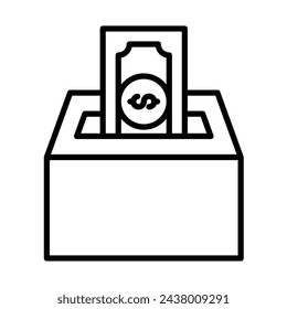 Donation Box Vector Line Icon Design