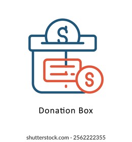 Donation Box  Vector Two Color Icon. Eps File 10