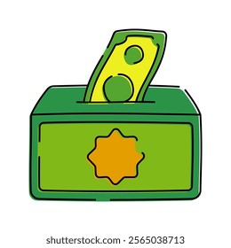 A donation box for zakat, emphasizing charity and helping those in need during Ramadan.