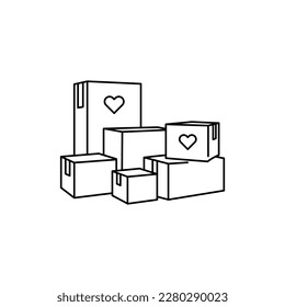 Donation boxes black line icon. Pictogram for web page, mobile app, promo.
