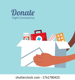 donación de cajas con medicamentos de diseño de iluminación vectorial