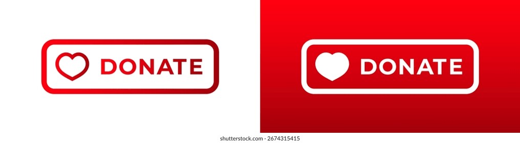 Donation button featuring a heart icon next to the word donate within a red bordered rectangle.