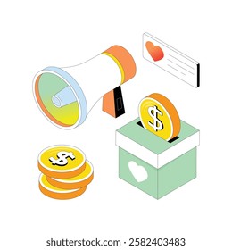 Donation Campaign  vector Gradient isometric Style illustration. Eps 10 File