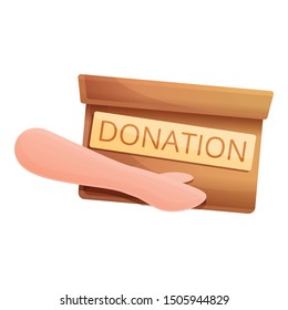 Donation carton box icon. Cartoon of donation carton box vector icon for web design isolated on white background