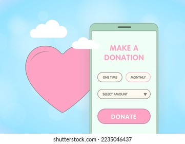 Donation charity and affection support concept. Donate online with mobile social app to help other people, giving money or volunteer