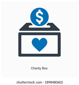 Donation or charity box icon concept