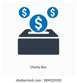 Donation or charity box icon concept