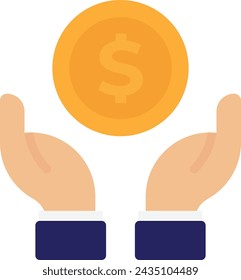 Ilustración plana del vector del icono de la caridad de la donación