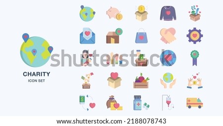 Donation and Charity flat icon set