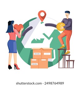 Donation and Charity Flat Illustrations