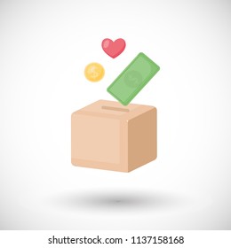 Donation and charity flat vector icon, flat design of donation, charity or fundraising icon isolated on the white background, vector illustration