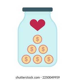 Donation, charity foundation concept with heart. Vector illustration