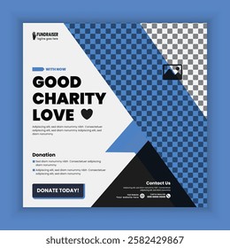 Donation and charity fundraising campaign social media posts or charity activities online, web Square banner design template