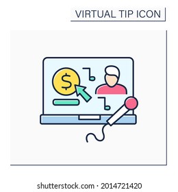 Donation Color Icon. Contribution For Supporting Talented Singers Or Comedians. Online Donations For Better Work. Virtual Tips Concept. Isolated Vector Illustration