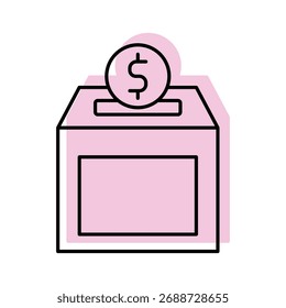 Donation color shadow thinline icon , vector, pixel perfect, illustrator file 