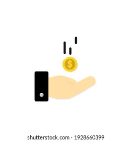Icono de línea de color de donación. Signo de contorno de la moneda de mano y caída. El concepto de un negocio, la ilustración. Estilo plano de moda para app, diseño gráfico, infografía, sitio web, ui, ux. EPS vectorial 10