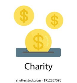 Donation Concept Icon In Circle Shape. Donate, Giving Money, Charity, Volunteering Concept. Vector Illustration, Flat Style Design.