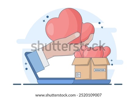 Donation concept, online donation, financial support and fundraising, Non-profit organization, Support and help, Volunteering, Social support, Non-profit organization. flat vector illustration.