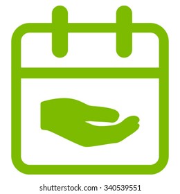 Donation Date vector icon. Style is flat symbol, eco green color, rounded angles, white background.