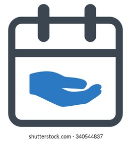 Donation Date vector icon. Style is bicolor flat symbol, smooth blue colors, rounded angles, white background.