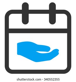 Donation Date vector icon. Style is bicolor flat symbol, blue and gray colors, rounded angles, white background.