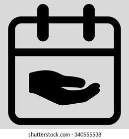 Donation Date vector icon. Style is flat symbol, black color, rounded angles, light gray background.
