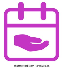 Donation Day vector icon. Style is flat symbol, violet color, rounded angles, white background.