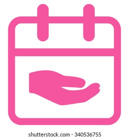 Donation Day vector icon. Style is flat symbol, pink color, rounded angles, white background.