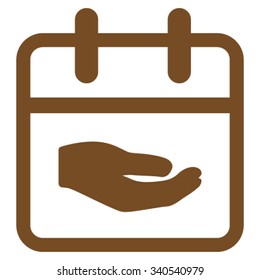 Donation Day vector icon. Style is flat symbol, brown color, rounded angles, white background.