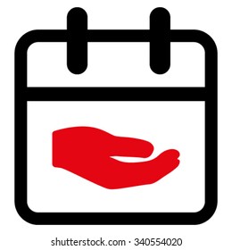 Donation Day vector icon. Style is bicolor flat symbol, intensive red and black colors, rounded angles, white background.
