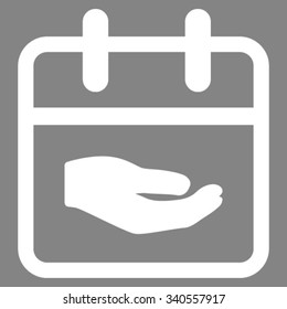 Donation Day vector icon. Style is flat symbol, white color, rounded angles, gray background.