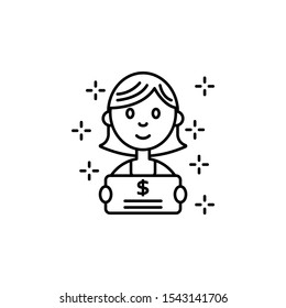 Donation dollar woman certificate icon. Element of no government organisation ic