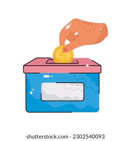 Donation doodle vector outline icon. EPS 10 file