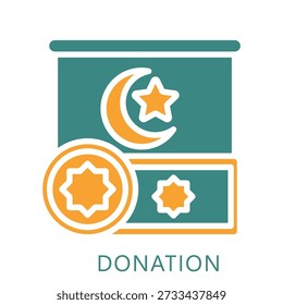 Donation Dual Tone Icon Mini Illustration, Use For Modern Concept, Print, Ui, Ux Kit, Web And App Development. Vector Related To Ramadan, Eid Al-Fitr, Eid Al-Adha And More