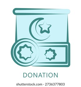 Donation Dual Tone Icon Mini Illustration, Use For Modern Concept, Print, Ui, Ux Kit, Web And App Development. Vector Related To Ramadan, Eid Al-Fitr, Eid Al-Adha And More