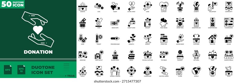 Doação Duotônico Editável Ícones set