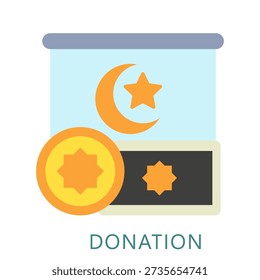 Donation Flat Icon Mini Illustration, Use For Modern Concept, Print, Ui, Ux Kit, Web And App Development. Vector Related To Ramadan, Eid Al-Fitr, Eid Al-Adha And More