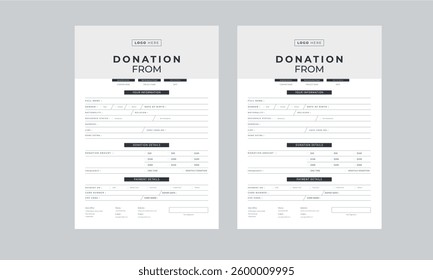 Donation Form Design layout Template concept Accents	