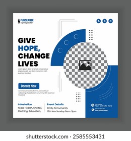 Donation and fundraising charity social media post or Charity activity web, online square banner template 