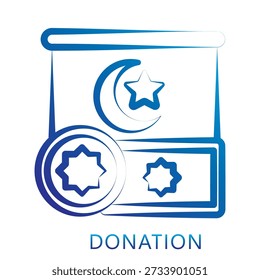 Donation Gradient Hand Drawn Icon, Mini Illustration For Modern Concept, Print, Ui, Ux Kit, Web And App Development. Vector Related To Ramadan, Eid Al-Fitr, Eid Al-Adha And More