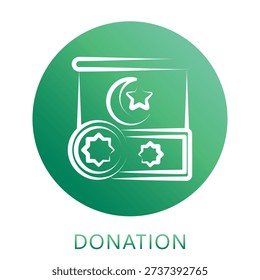 Donation Gradient Hand Drawn Icon, Mini Illustration For Modern Concept, Print, Ui, Ux Kit, Web And App Development. Vector Related To Ramadan, Eid Al-Fitr, Eid Al-Adha And More