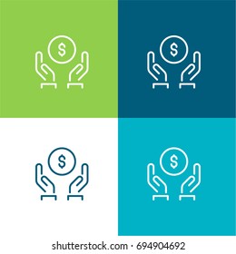 Donation green and blue material color minimal icon or logo design