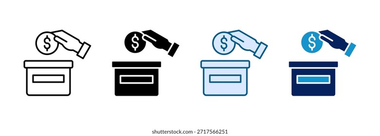 Conjunto de iconos de mano de donación Colección de estilo múltiple